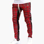 Men's Cotton Pants with Checkered Pattern and Drawstring for Summer - Image 4
