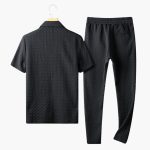 Men's Summer Loungewear Set with Button Placket and Jogging Pants - Image 2