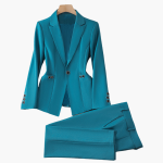 Women's Blazer Set with One Button and Straight Pants - Image 4