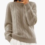 Women’s Pullover with Round Neck and Cable Pattern - Image 2