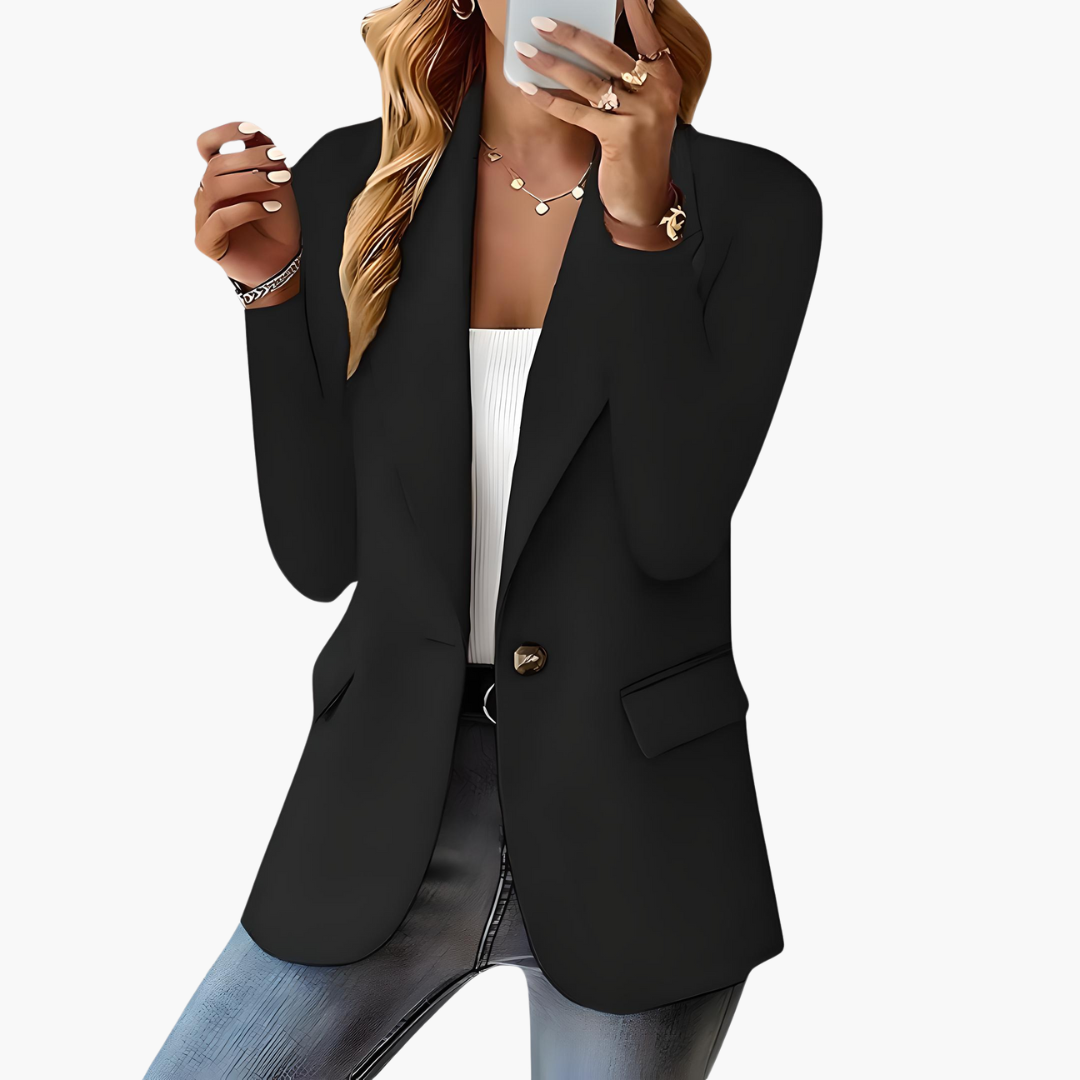 1_3334776b-ef4e-4fd4-b340-8c4b15cbcabb.png Women's Blazer with Lapels and Front Pockets - Image 1