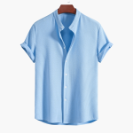 Men's Shirt with Stand-Up Collar – Casual & Comfortable for Summer