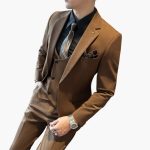Three-Piece Men's Suit with Button Closure and Notch Lapel