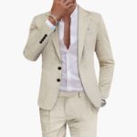 Men's Summer Suit Made of Cotton with Lapel and Pants - Image 2