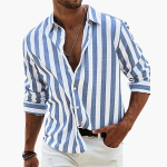 Striped Summer Shirt for Men – Lightweight Casual Shirt with Button Placket