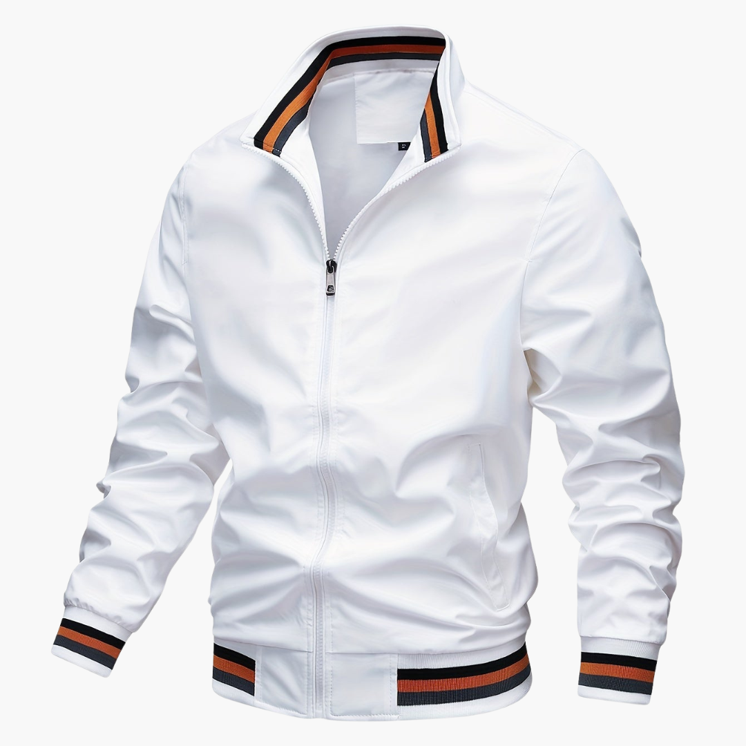 1_42fc0d78-c067-462b-9406-608c9604337e.png Men's Bomber Jacket with Zipper and Ribbed Collar - Image 1