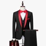 Three-Piece Slim Fit Suit for Men with Notched Lapel Blazer - Image 5