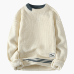 Men's sweater with round neckline and ribbed hem