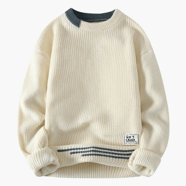 Men's sweater with round neckline and ribbed hem