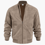 Men's Bomber Jacket with Zipper and Side Pockets