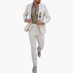 Men's Summer Suit with Button Closure and Slim Fit