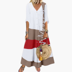 Long Knit Dress for Women - V-Neck, Side Straps - Image 2