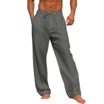 Men's Casual Pants with Drawstring Waist and Side Pockets