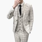Men's Suit, Formal, Three-Piece with Blazer and Check Pattern - Image 2