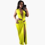 Summer Dress for Women – Cut-Out, V-Neck, Side Slit - Image 2