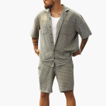 Men's Summer Two-Piece Set with Short Sleeves and Collar