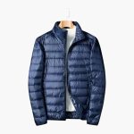 Men's Padded Jacket with Zipper and Stand-Up Collar - Image 5