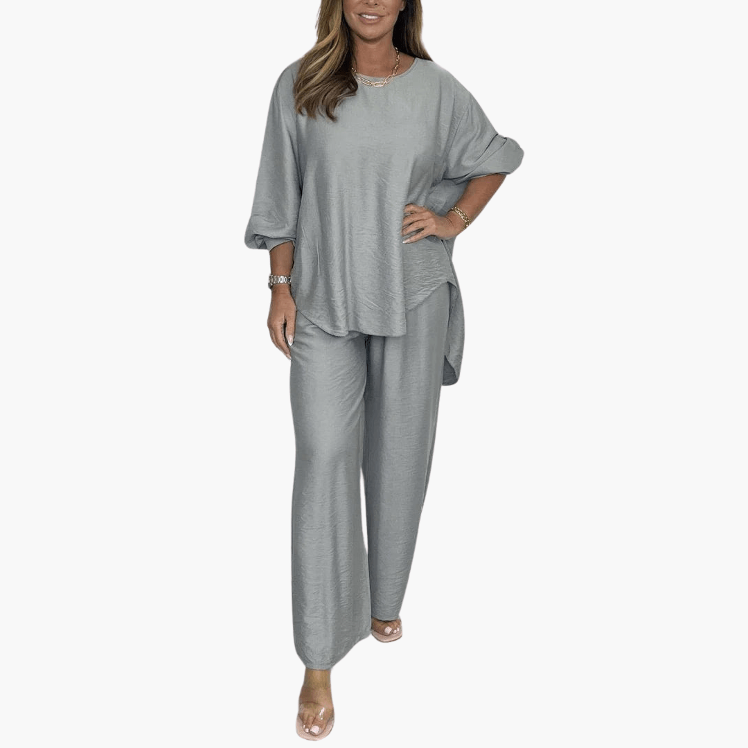 1_5c6e8eb4-919c-4972-bca2-2bdf47c22961.png Loungewear Set for Women – Wide Pants & Loose Blouse - Image 1