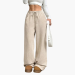 Women's Corduroy Trousers with High Waist and Wide Legs