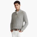 Men's Sweater with Zip Neck and Cable Knit Surface - Image 2