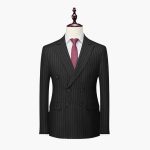 Men's Two-Piece Suit with Pinstripes and Lapel Collar - Image 3
