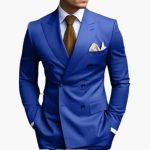 Men's Two-Piece Suit with Double-Breasted Jacket and Slim Fit Pants - Image 6