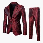 Men's Suit with Jacquard Pattern for All Seasons - Image 3
