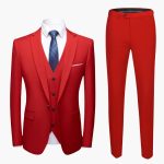 Men's Three-Piece Suit with One-Button Blazer and Vest - Image 2