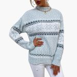 Women's Pullover with Turtleneck and Snowflake Pattern