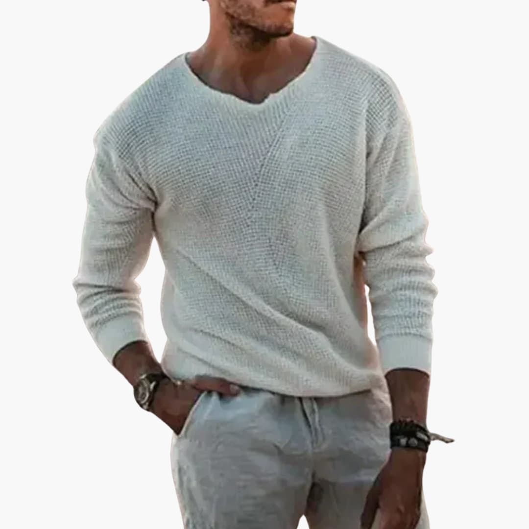 1_6f3914b1-8236-4e17-9a42-f9c91db55b8a.jpg Men's Sweater with Ribbed Collar and Long Sleeves - Image 1