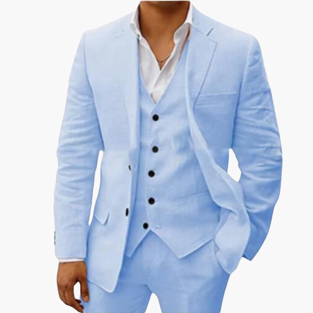 1_70.jpg Men's Summer Suit Three-Piece with Vest, Jacket, and Pants - Image 1