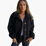 Women's Fleece Jacket with Buttons – Cozy & Warm