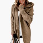 Women’s Knitted Cardigan with Hood and Open Front - Image 2