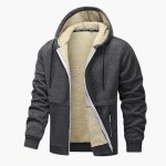 Men's Fleece Jacket with Zipper and Long Sleeves