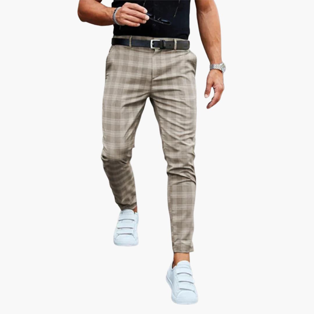 1_78.jpg Men's Slim Fit Trousers with Check Pattern and Slim Leg - Image 1