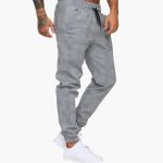 Men's Jogging Pants with Check Pattern and Fleece Cuffs - Image 2