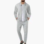 Men's Two-Piece Set with Zip-Up Shirt and Straight-Cut Pants - Image 2