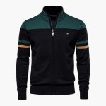 Men's Zip-Up Cardigan with Ribbed Hem - Image 4