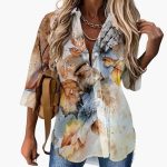 Blouse with Floral Pattern - Women's Casual Look with Contrast - Image 7
