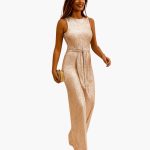 Sleeveless Full-Length Women's Jumpsuit with Waist Belt - Image 4