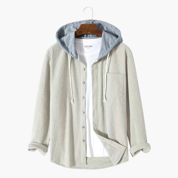 Men's Hooded Jacket with Button Closure