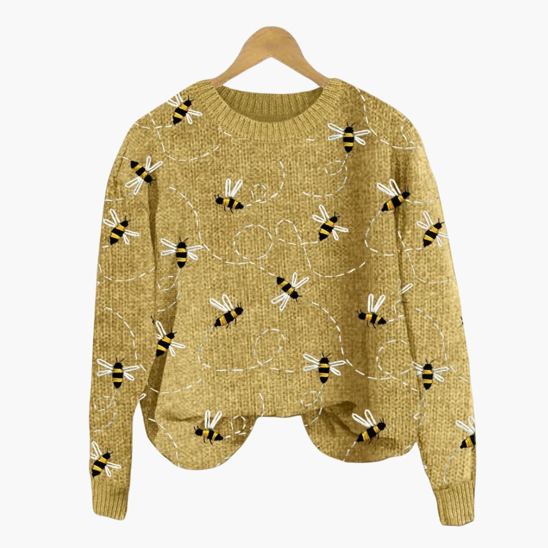 1_804f41ed-61eb-487c-ae9d-95fb782d1c3f.jpg Women's Sweater with Bee Pattern and Long Sleeves - Image 1