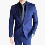 Men's Suit with Pinstripes and Slim Fit Blazer - Image 2
