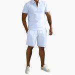 Men's Summer Two-Piece with Half-Zip Shirt and Shorts - Image 3
