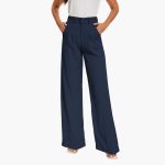 Wide Leg High-Waisted Trousers for Women - Casual Trousers - Image 2