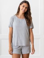 Women??s Bamboo Rib-Knit Short Sleeve Lounge Top - Last Chance