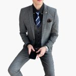 Men's Three-Piece Suit with Check Pattern for Every Season - Image 2