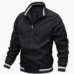 Men's Jacket with Ribbed Details and Front Zipper