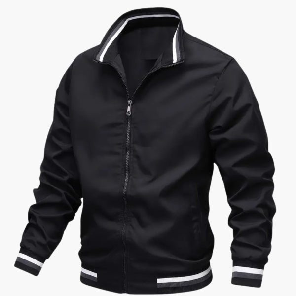 Men's Jacket with Ribbed Details and Front Zipper