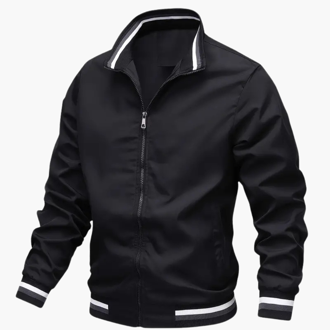 1_9242c6ba-543e-47c7-96da-3b475275cbab.png Men's Jacket with Ribbed Details and Front Zipper - Image 1